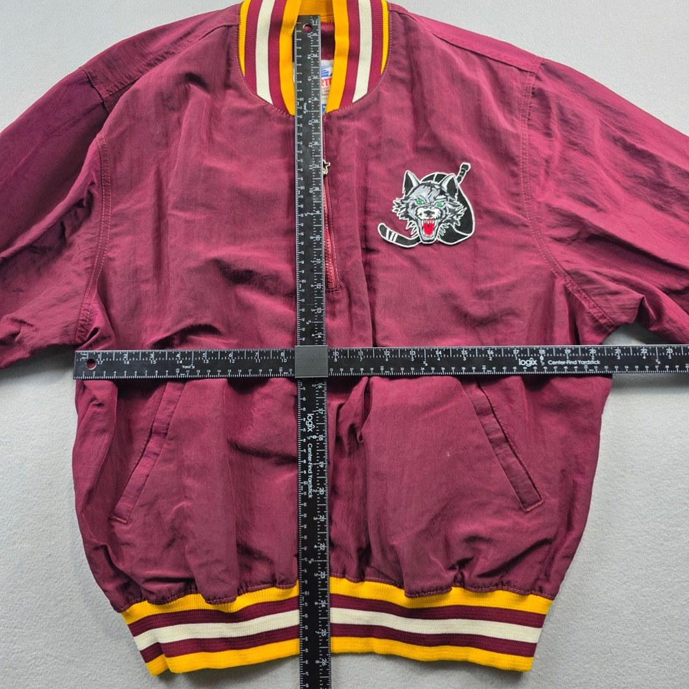 Vintage Starter Chicago Wolves AHL Hockey Jacket Maroon Fitted Wind Mens Large - Picture 7 of 9